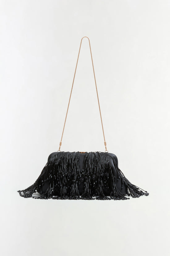 Pia Beaded Fringe Clutch