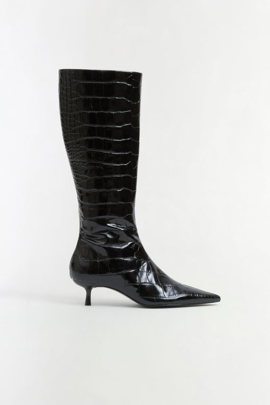 Janine Croc-Embossed Leather Knee High Boot