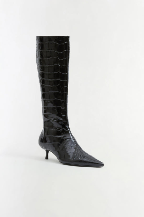 Janine Croc-Embossed Leather Knee High Boot