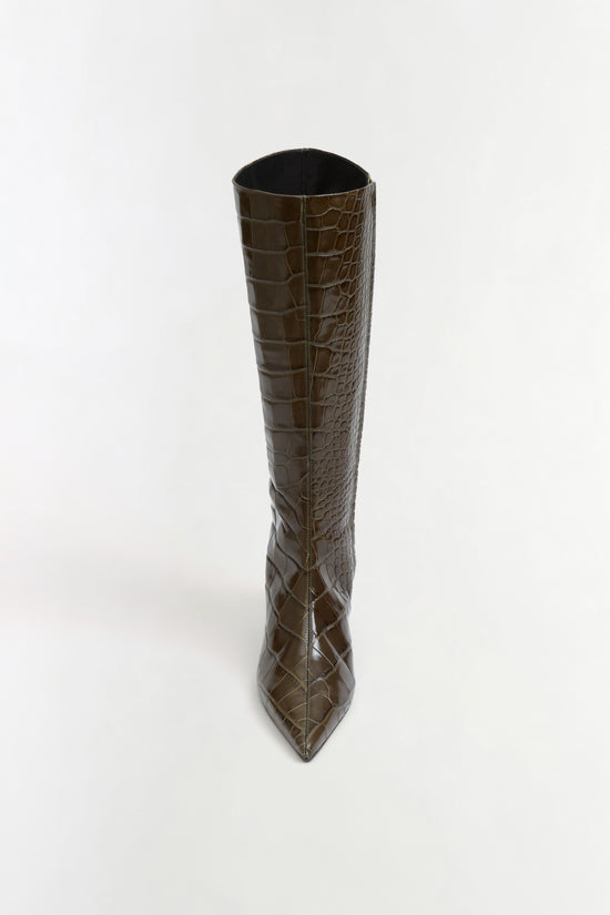 Janine Croc-Embossed Leather Knee High Boot
