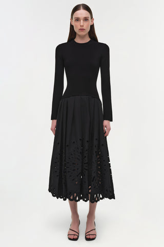 Daila Embroidered Knit Midi Dress