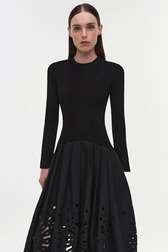 Daila Embroidered Knit Midi Dress