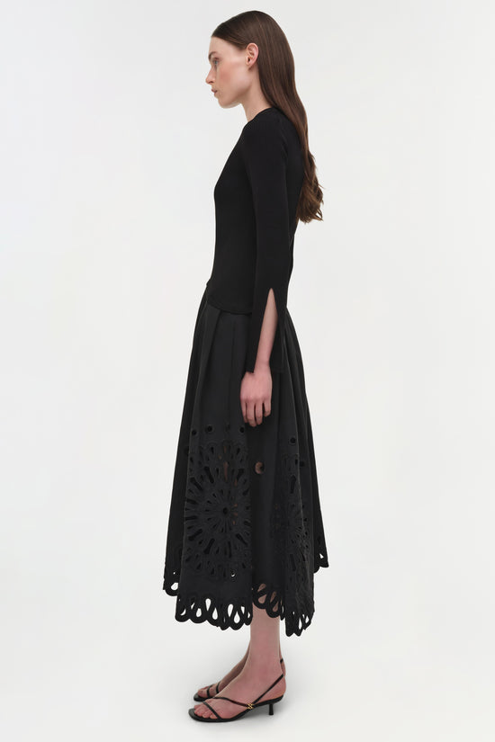 Daila Embroidered Knit Midi Dress