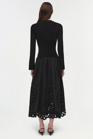 Daila Embroidered Knit Midi Dress