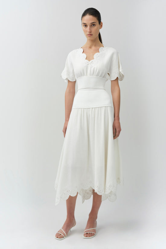 Delphina Embroidered Linen Knit Top