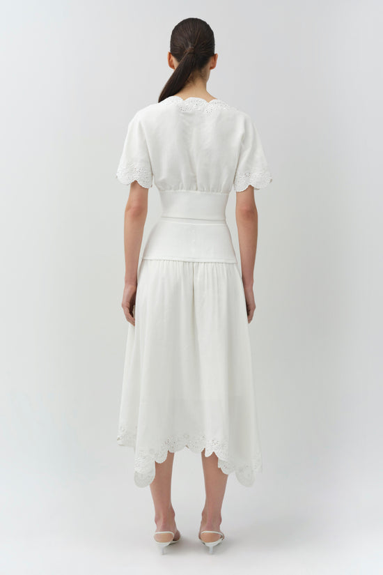 Haven Embroidered Linen Knit Skirt