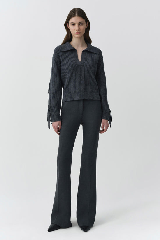 Natalia Collared Fringe Sweater