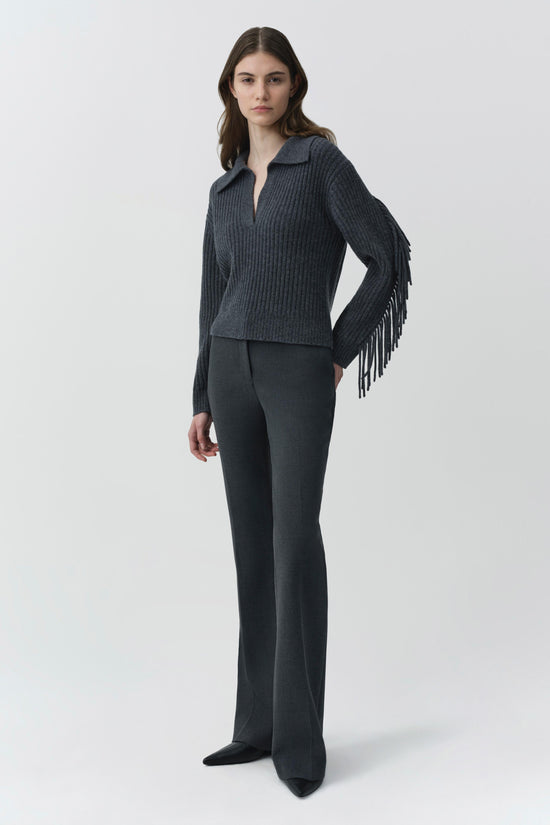 Natalia Collared Fringe Sweater