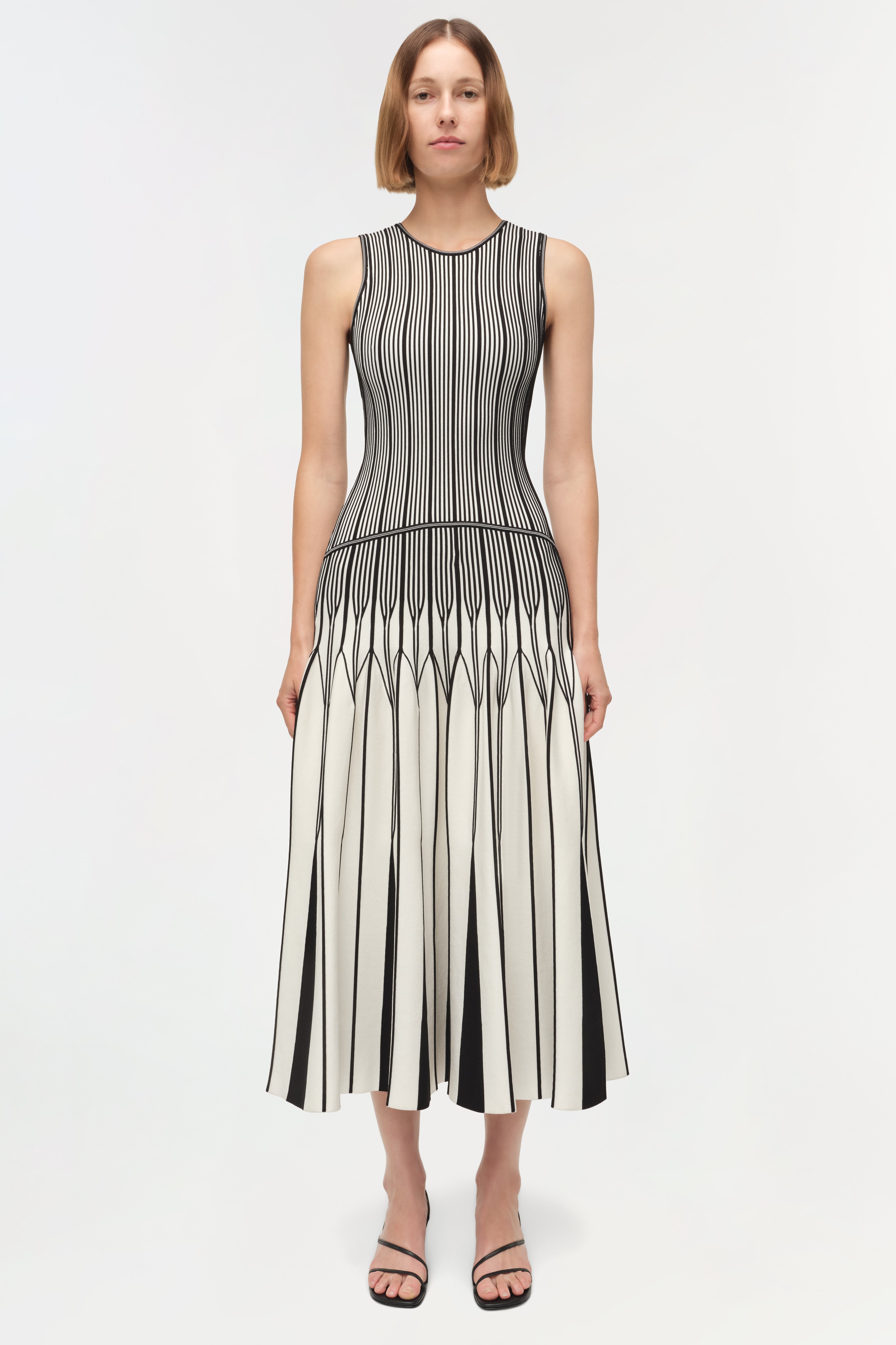 black and white knit midi dress Nikki Striped Knit Midi Tube Dress Shop American Threads Women's Trendy Online Boutique Black/White / L