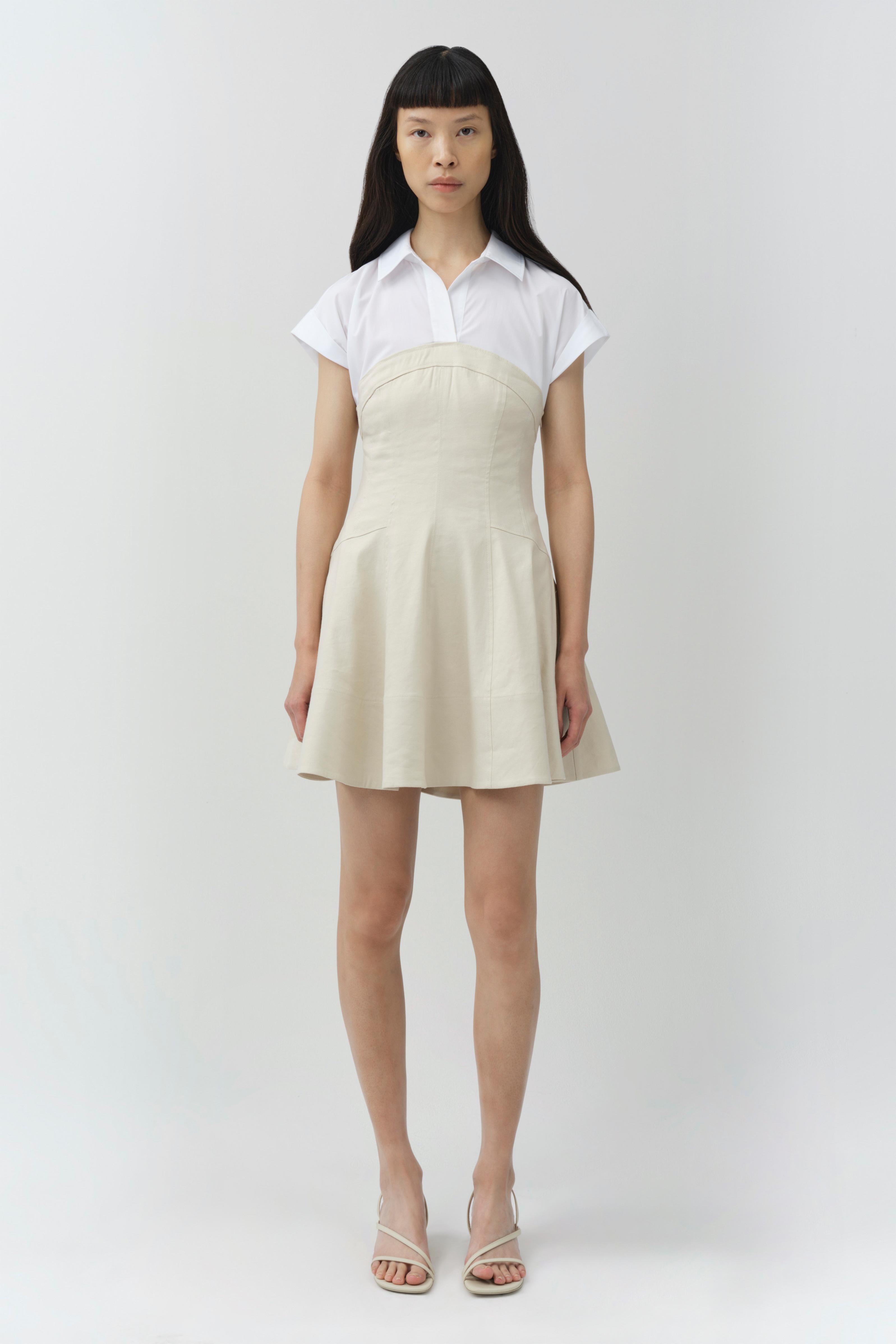 SIMKHAI Women's Sundae Linen Mini Dress in Sand/Multi, Lace, Size 8