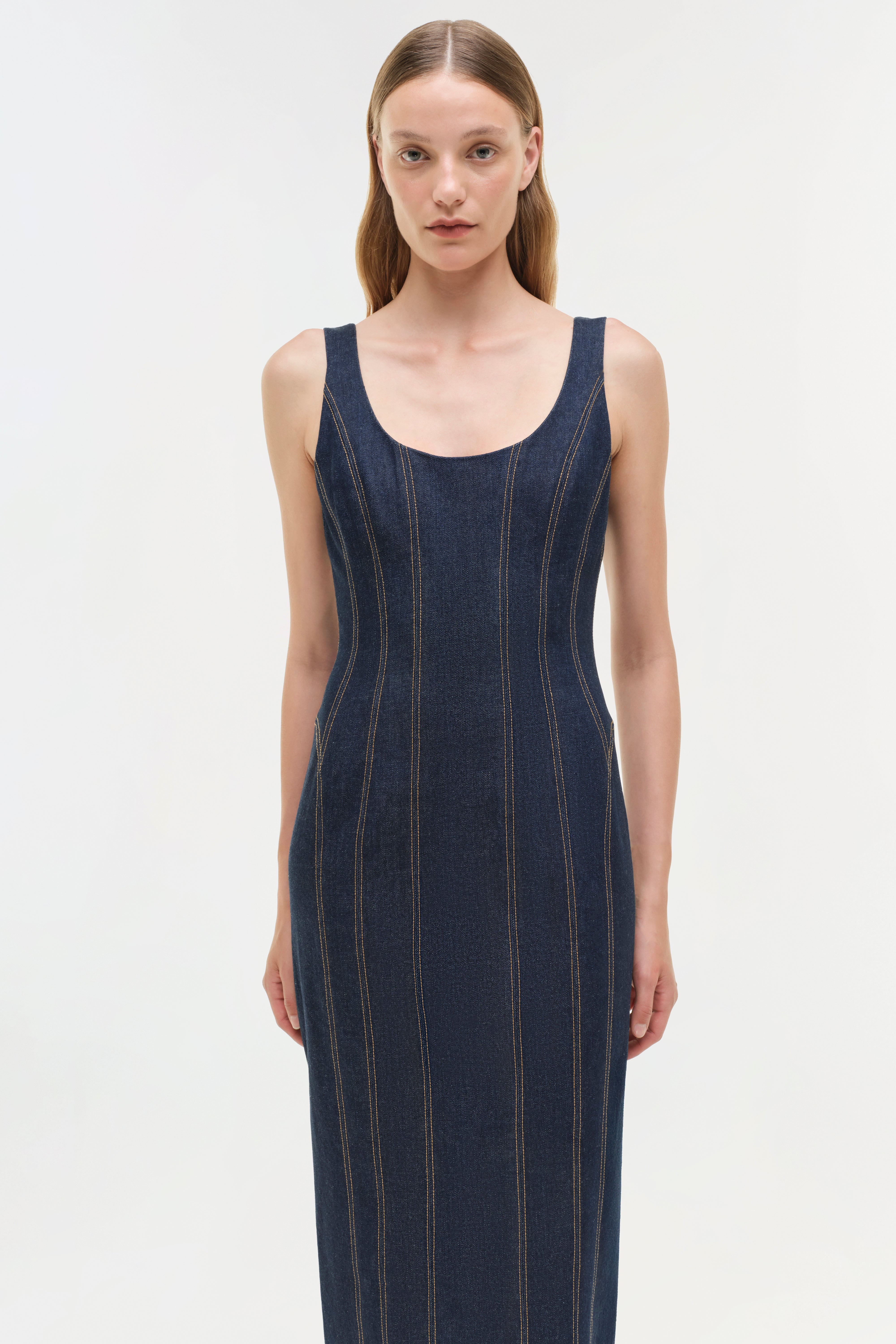 Hallie Denim Midi Dress SIMKHAI Hallie Denim Midi Dress SIMKHAI