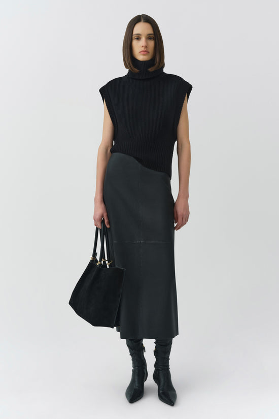 Raven Leather Pencil Skirt