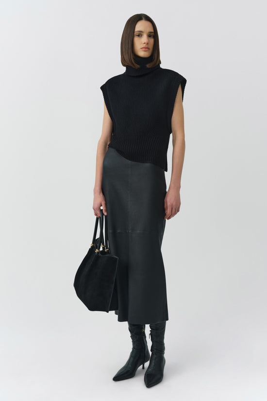 Raven Leather Pencil Skirt