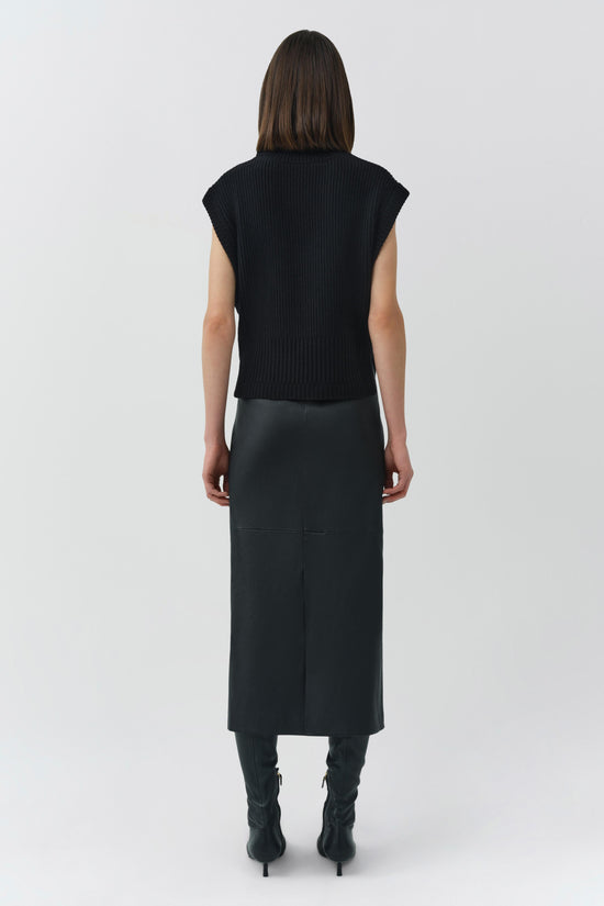 Raven Leather Pencil Skirt