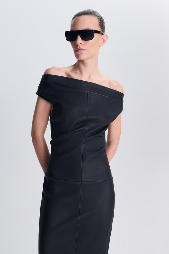 Vessia Leather Midi Dress