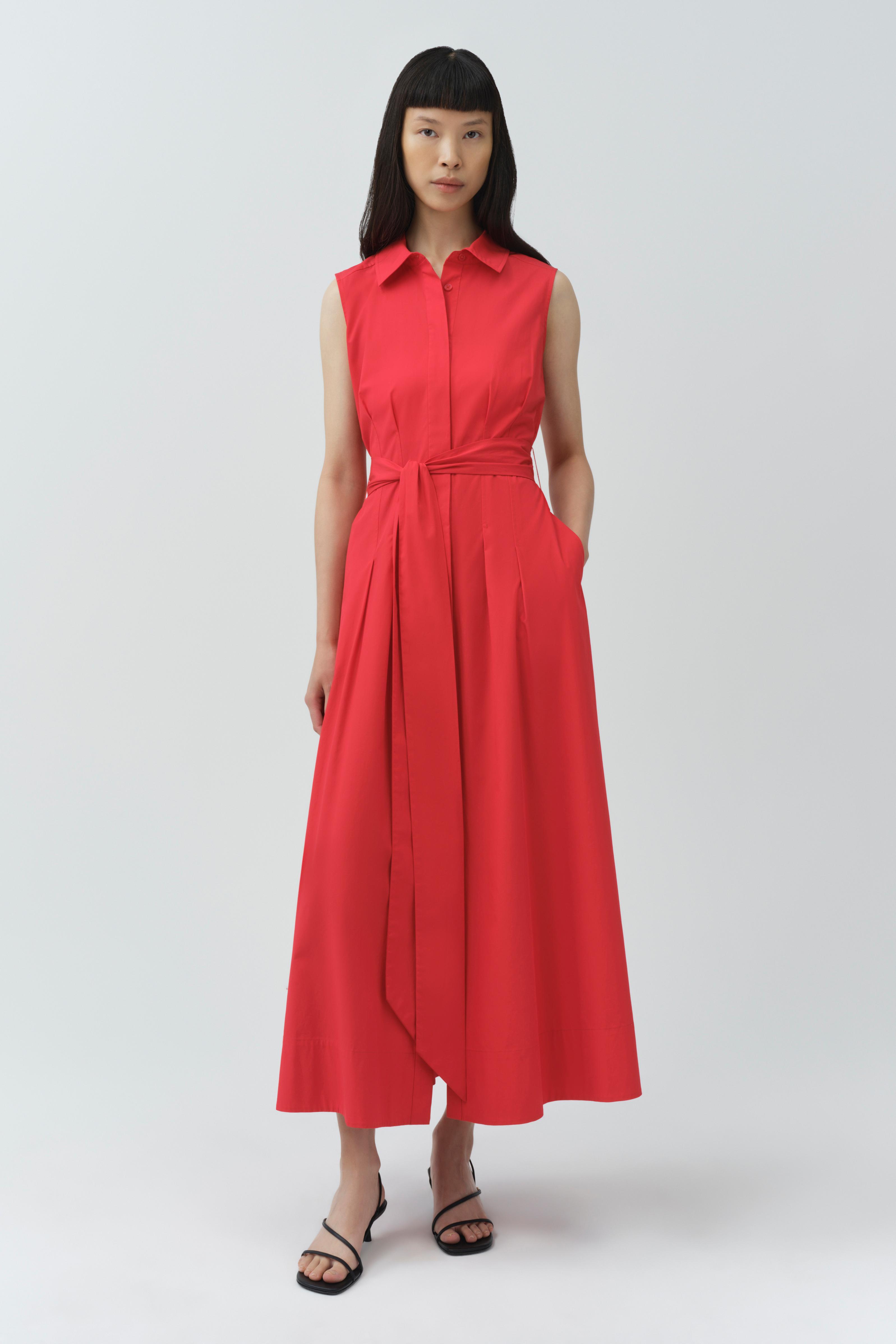 red cotton sleeveless dress Genny Sleeveless Cotton Dress SIMKHAI