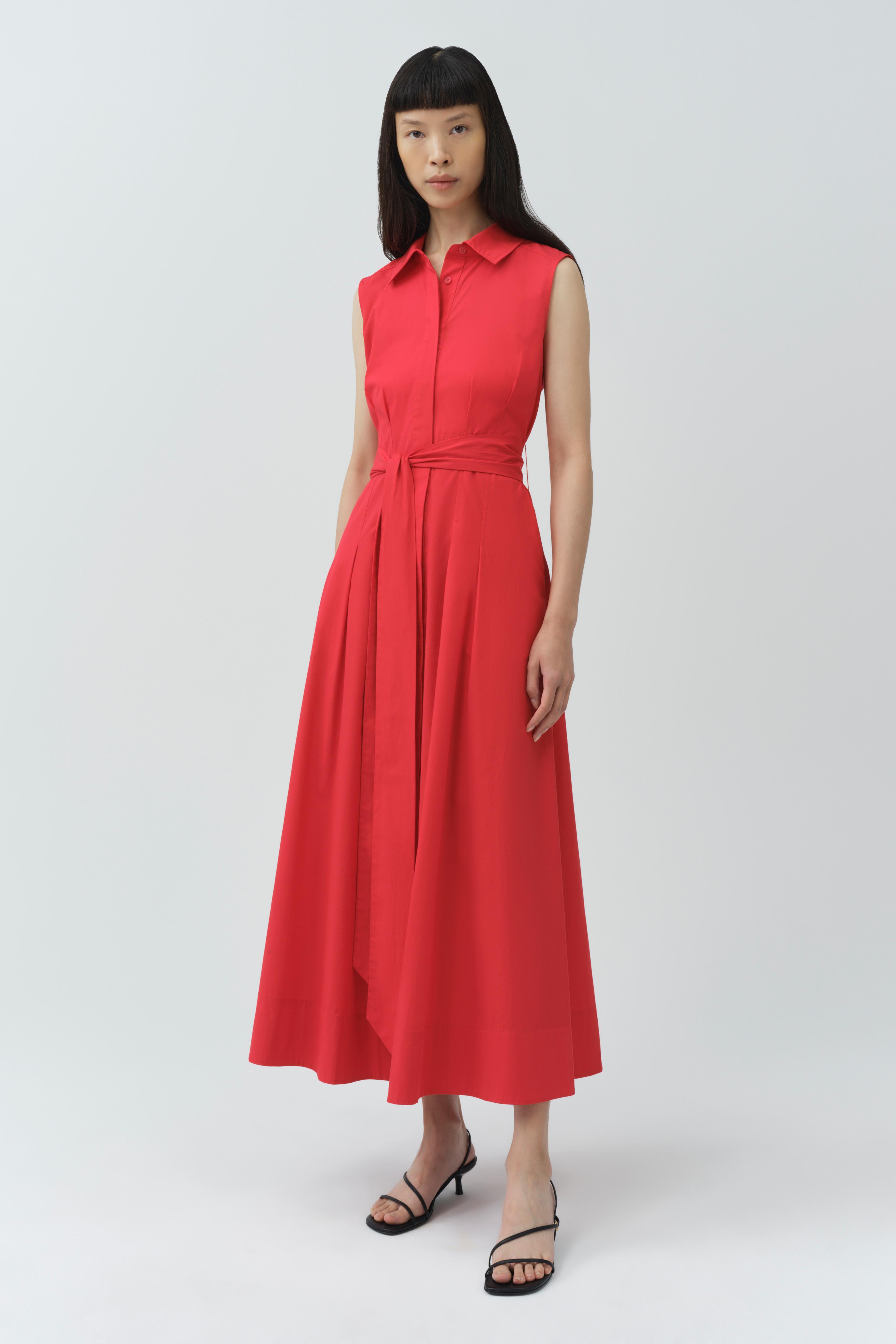 simkhai dress SIMKHAI Genny Poplin Belted Sleeveless Shirt Dress