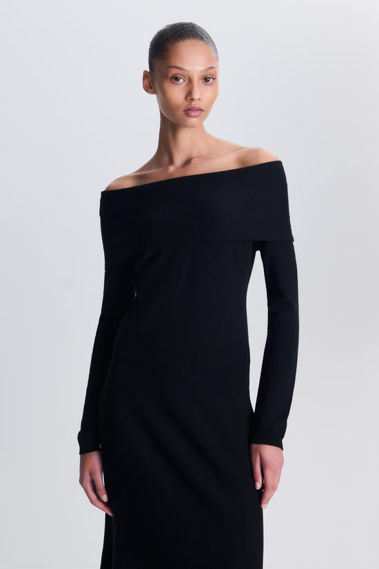 Delphia Off-Shoulder Merino Wool Sweater