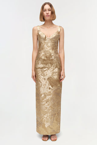 Viella Metallic Jacquard Gown