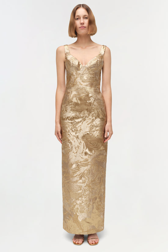 Viella Metallic Jacquard Gown
