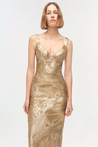 Viella Metallic Jacquard Gown