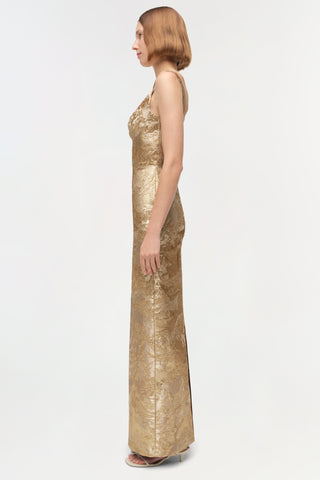 Viella Metallic Jacquard Gown