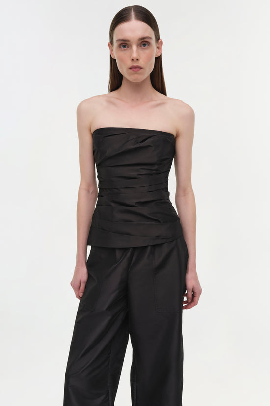 Emerson Ruched Taffeta Bustier Top