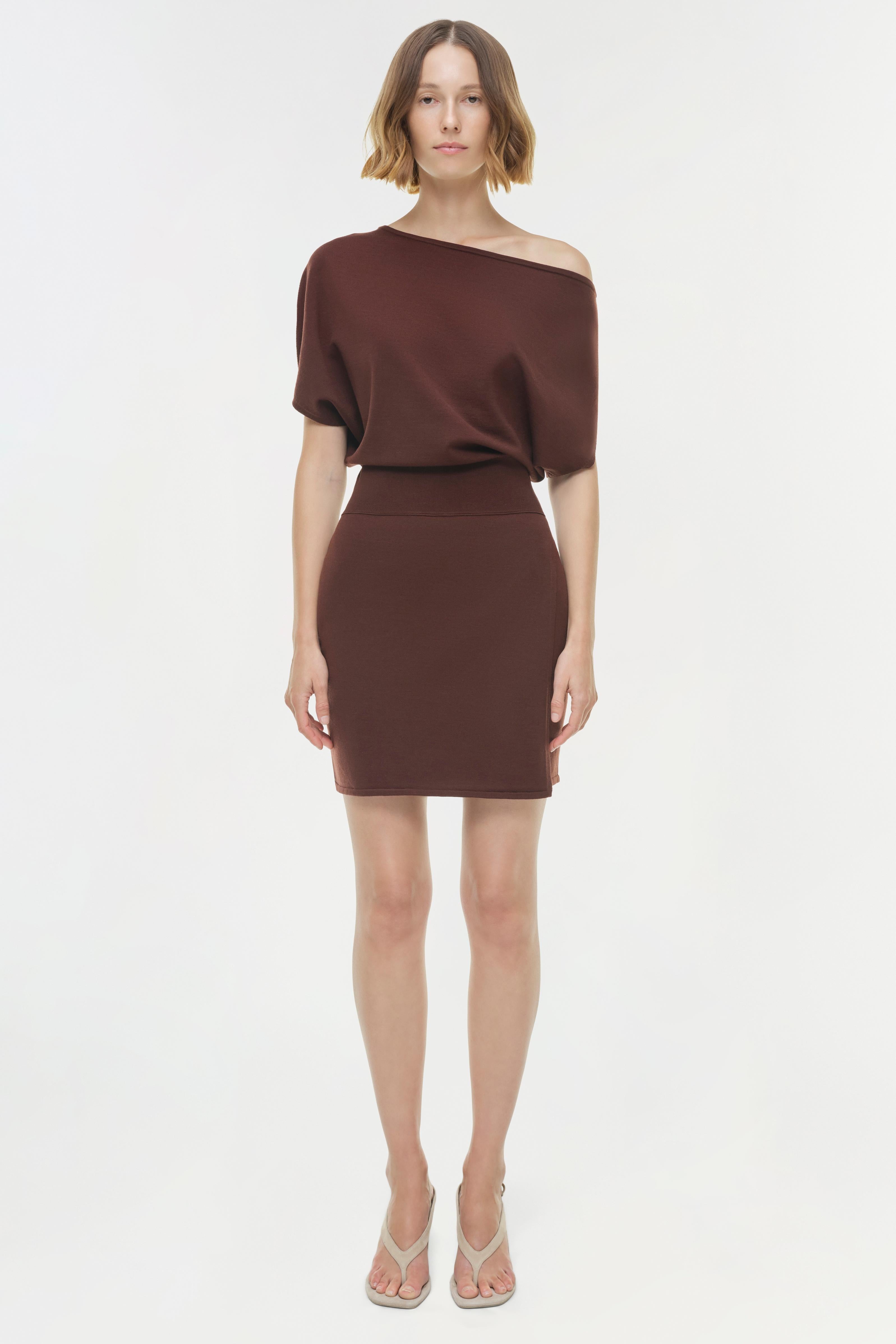 brown off shoulder mini dress Thats So Fetch | Tiarna Off-Shoulder Mini Dress | Brown