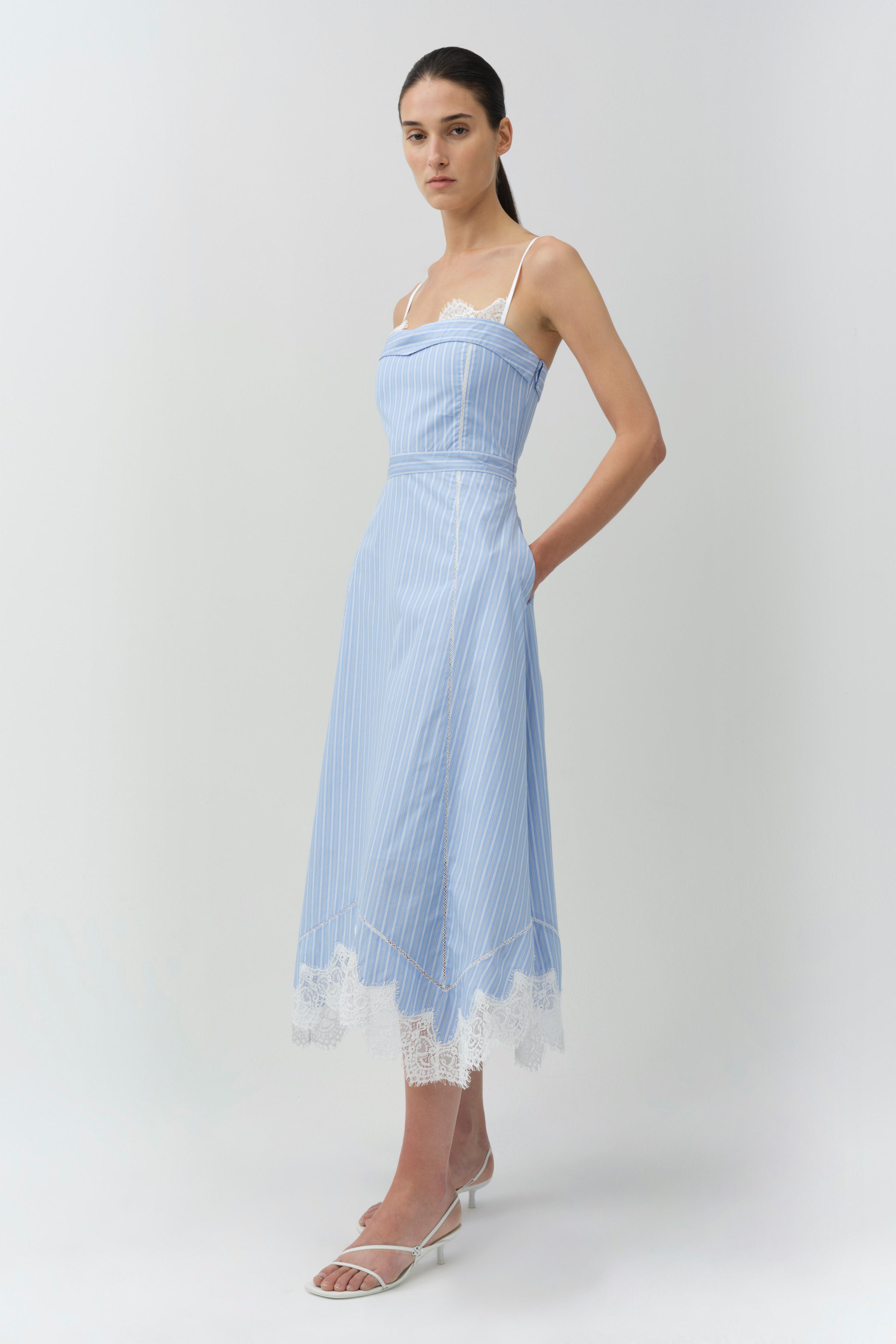 light cotton midi dress Elena 100% Cotton Midi Dress in Light Blue