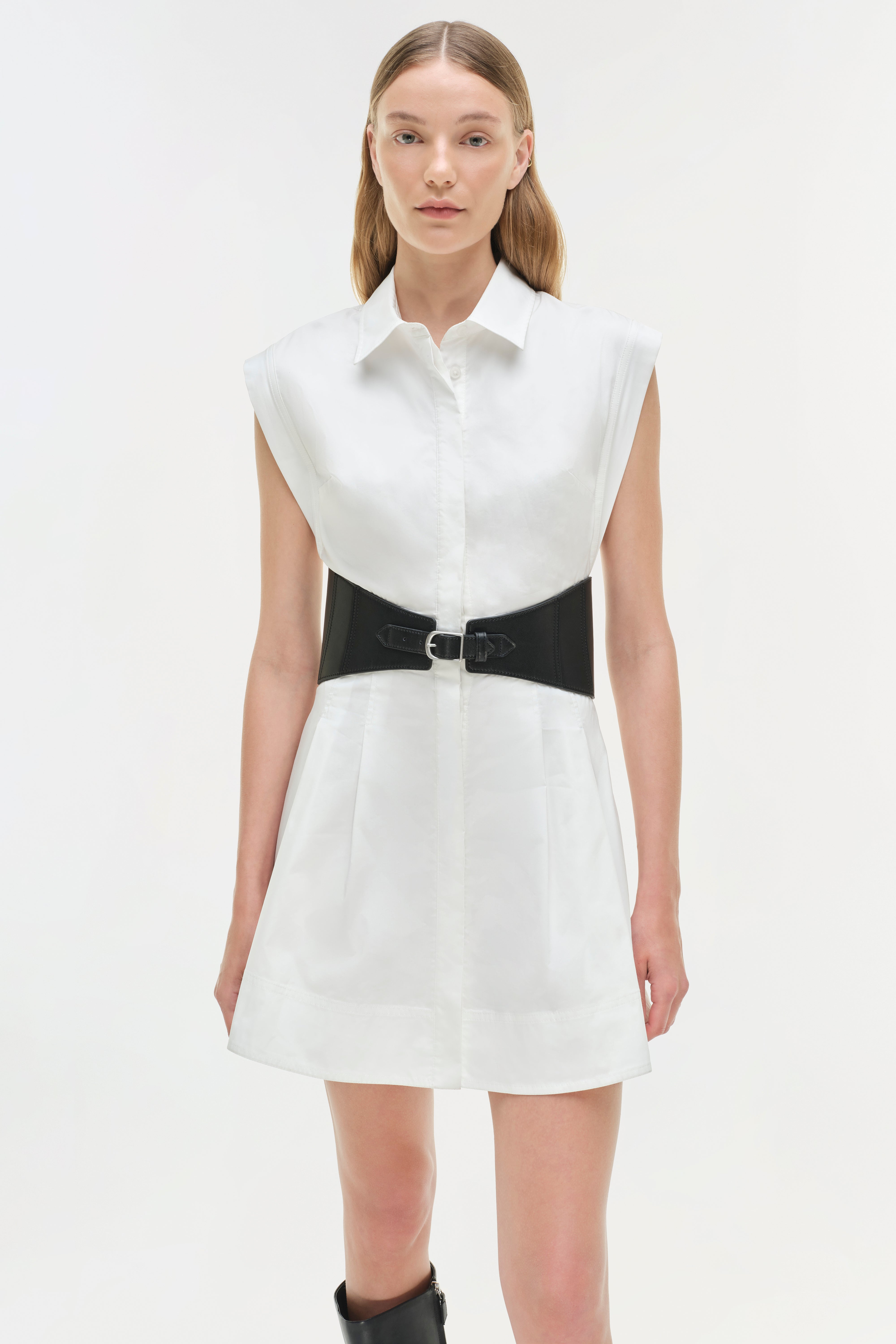 Simkhai Women's Adler Belted Cotton Mini Dress in White, Size Large Simkhai Women's Adler Belted Cotton Mini Dress in White, Size Large