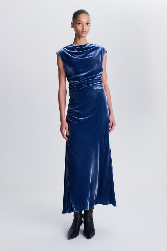 Burke Draped Velvet Midi Dress