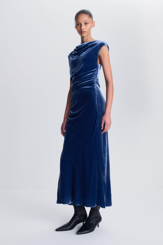 Burke Draped Velvet Midi Dress