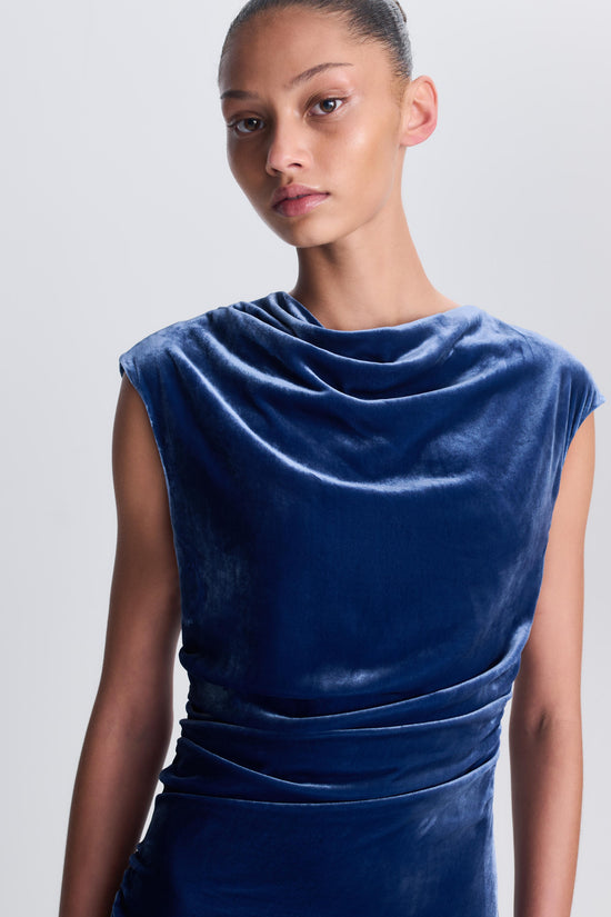 Burke Draped Velvet Midi Dress