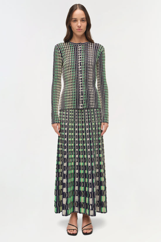 Drue Eyelet Knit Midi Skirt