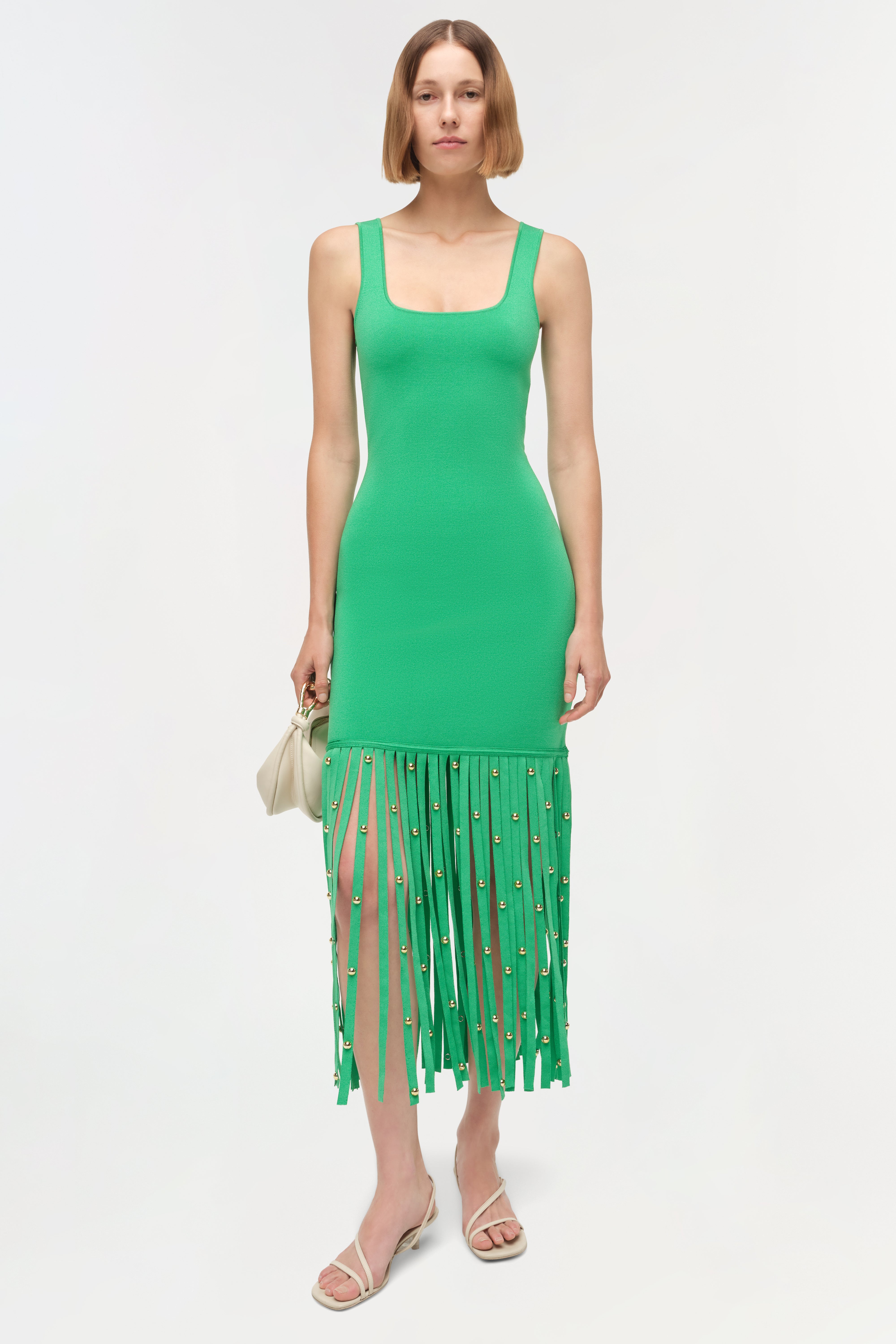 simkhai knit dress SIMKHAI Women's Christina Knit Midi Dress in Kelly Green Multi, Size XL