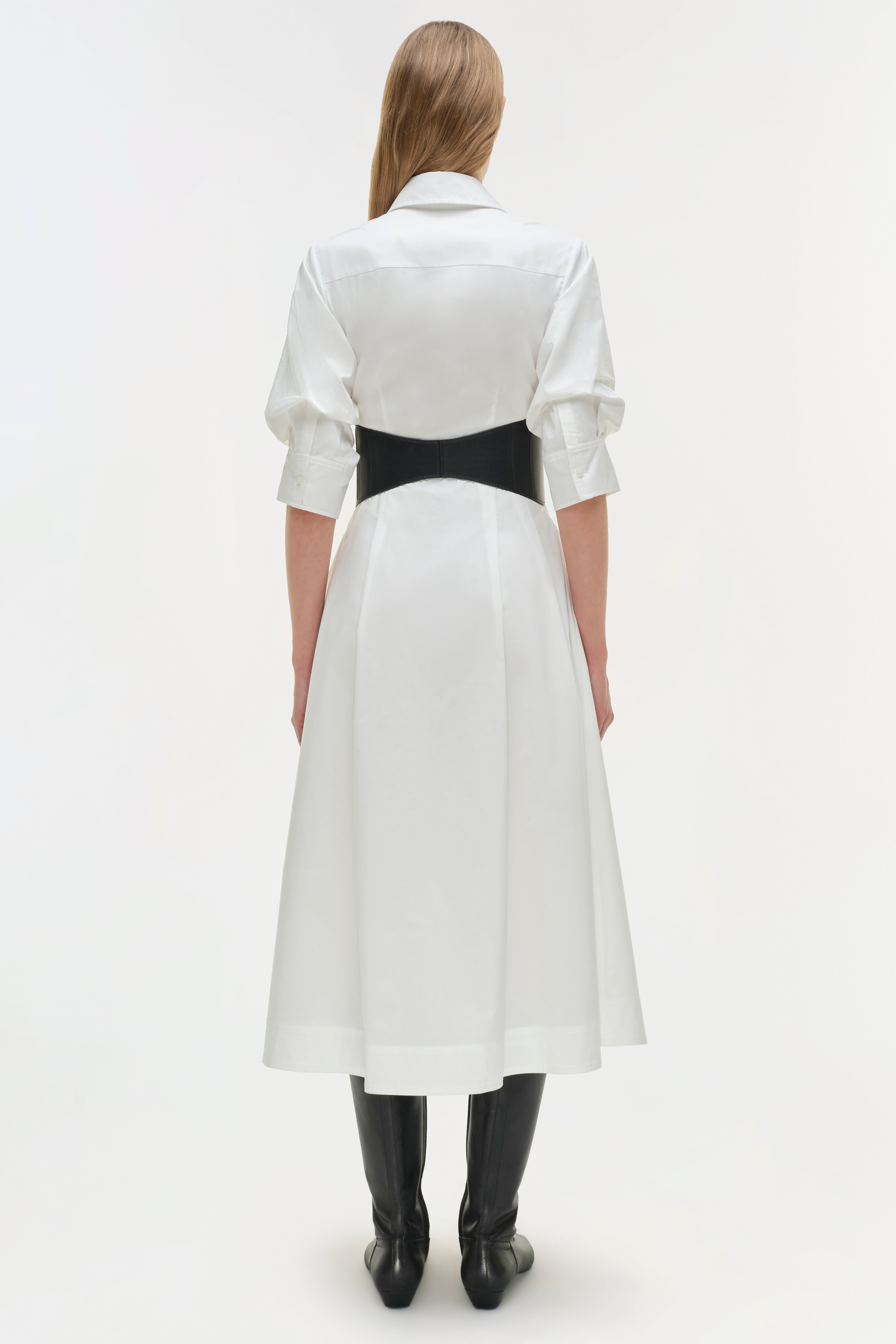 Olson Belted Cotton Midi Dress – SIMKHAI Olson Belted Cotton Midi Dress – SIMKHAI