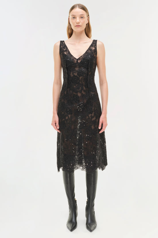 Delphine Sequin Lace Midi Dress