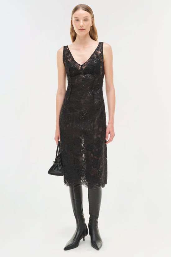 Delphine Sequin Lace Midi Dress