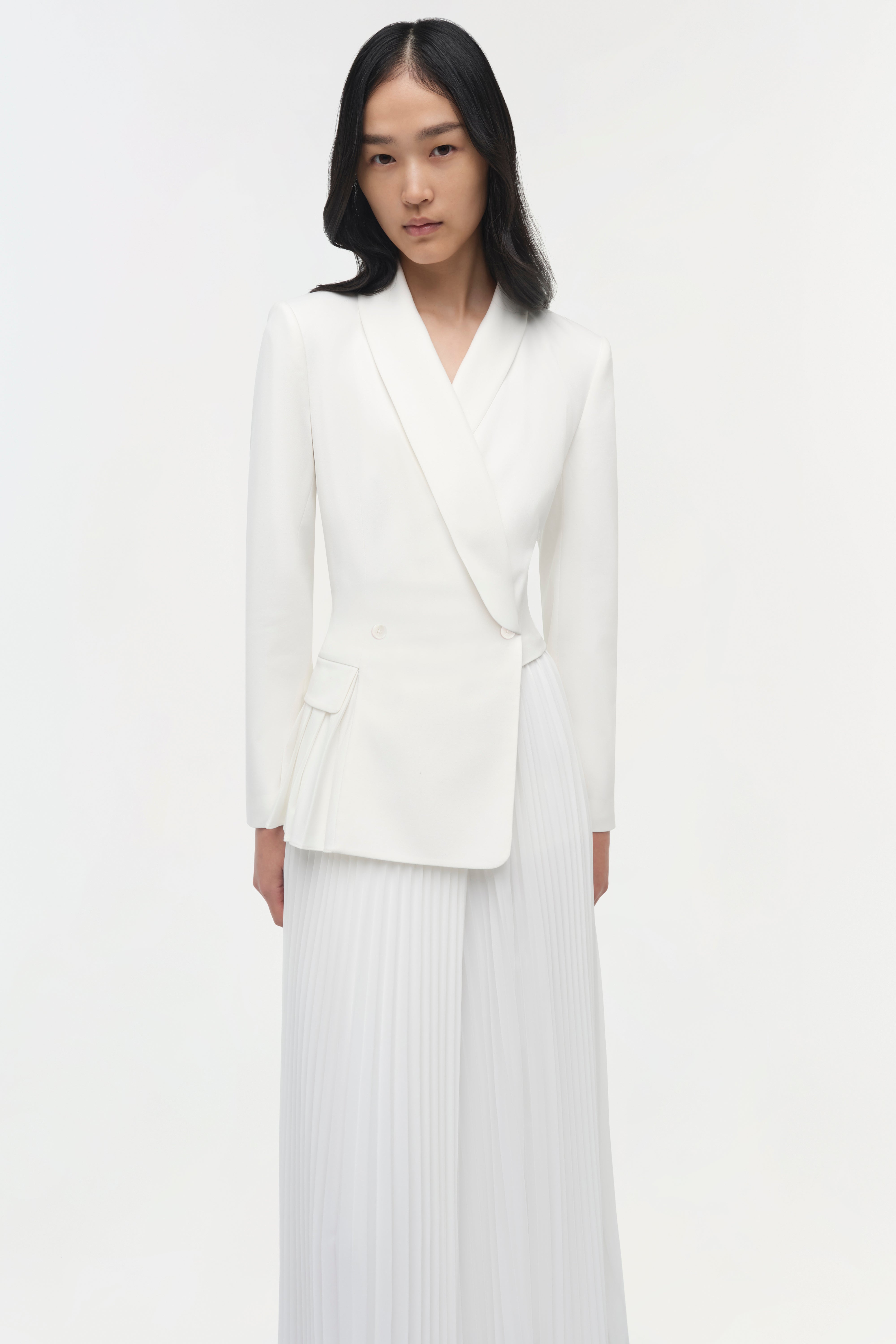Alexandra Pleated Blazer Midi Dress – SIMKHAI Alexandra Pleated Blazer Midi Dress – SIMKHAI