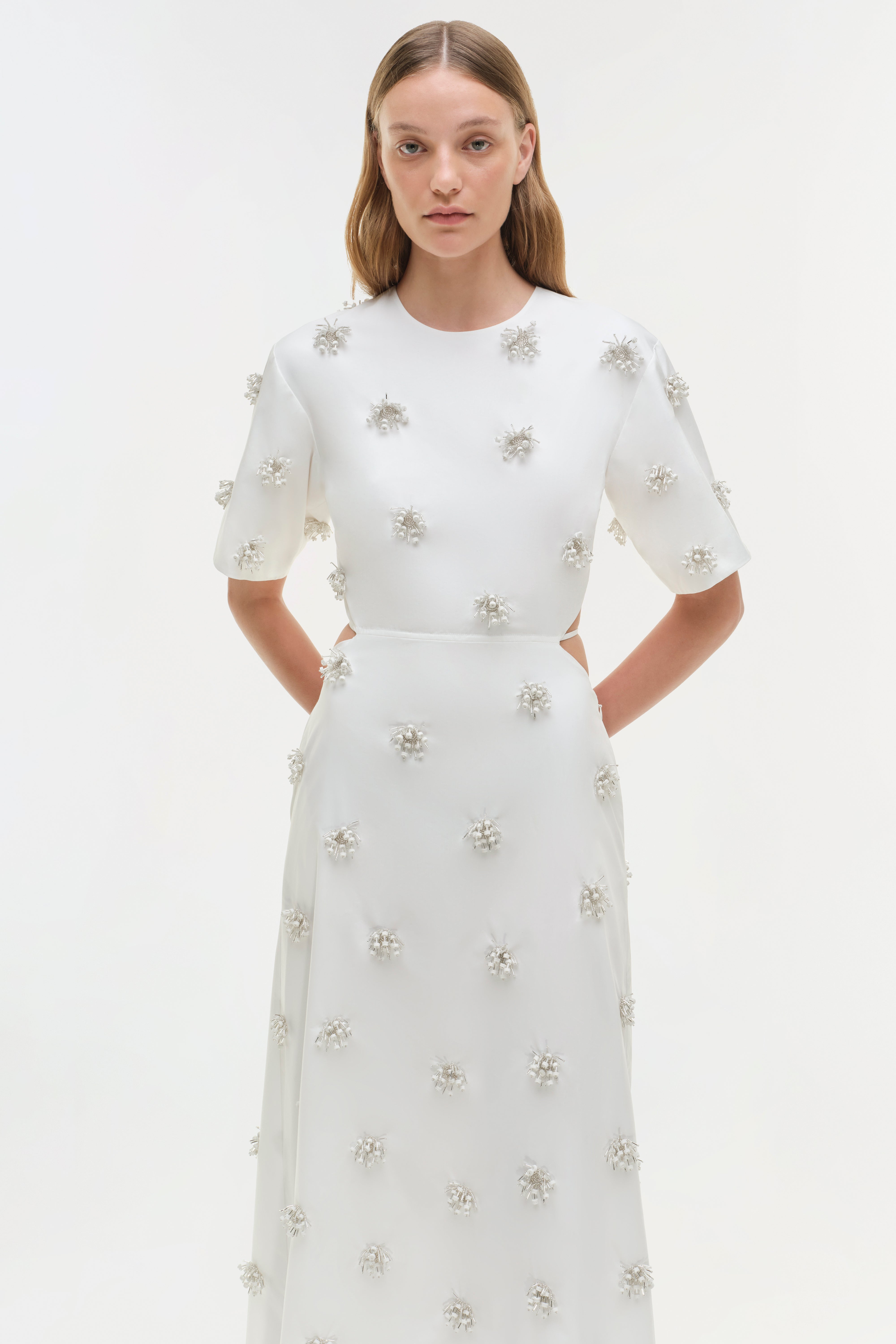 Starla Embellished Midi Dress – SIMKHAI Starla Embellished Midi Dress – SIMKHAI