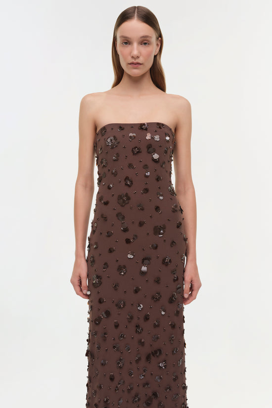 Serafina Strapless Embellished Gown