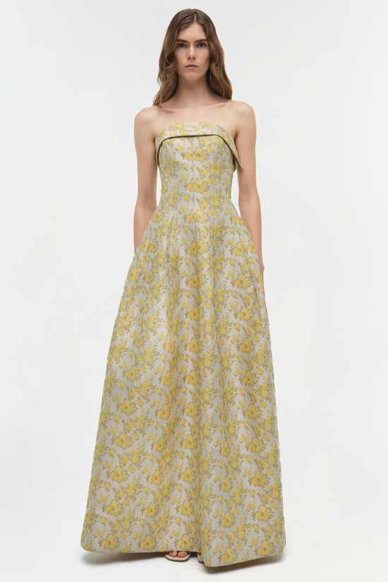 Octavia Jacquard Strapless Gown