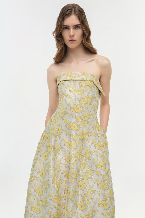 Octavia Jacquard Strapless Gown