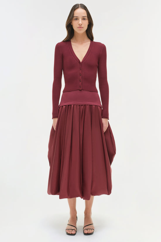 Corinn Taffeta Knit Midi Skirt