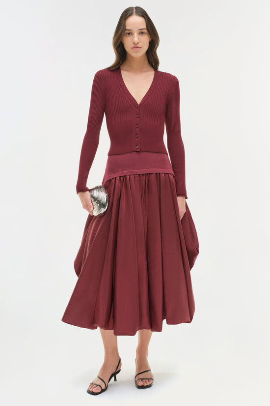 Corinn Taffeta Knit Midi Skirt