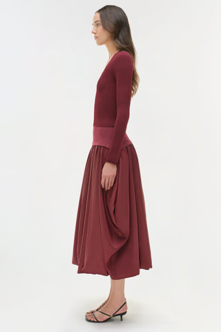 Corinn Taffeta Knit Midi Skirt