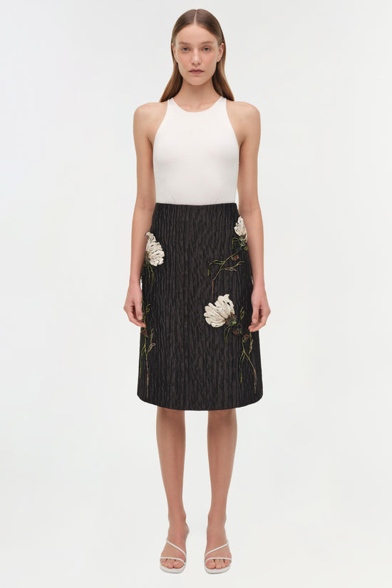 Arla Floral Jacquard Midi Skirt