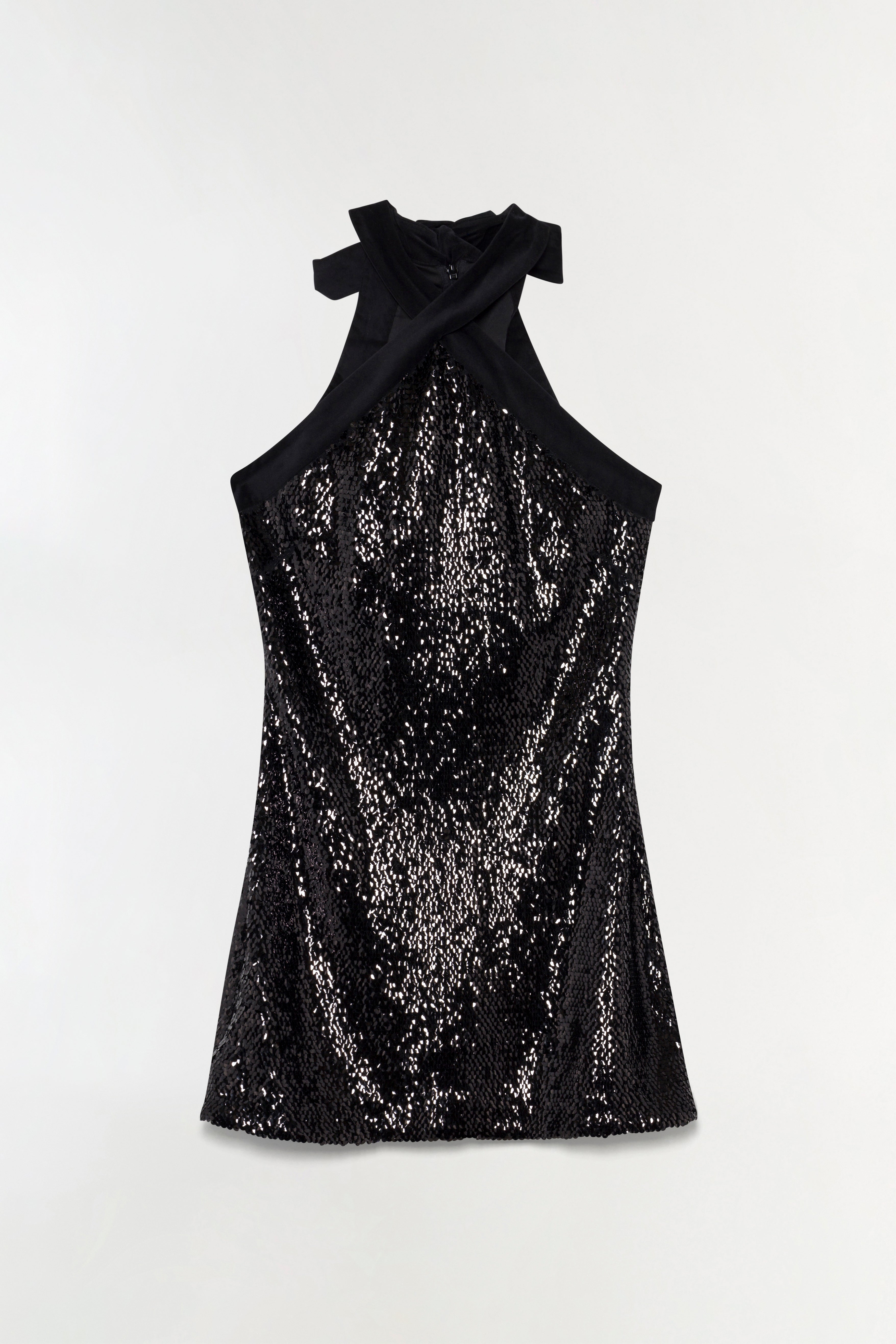 SIMKHAI Women's Isla Halter Neck Sequin Mini Dress - Black - Size 0 SIMKHAI Women's Isla Halter Neck Sequin Mini Dress - Black - Size 0