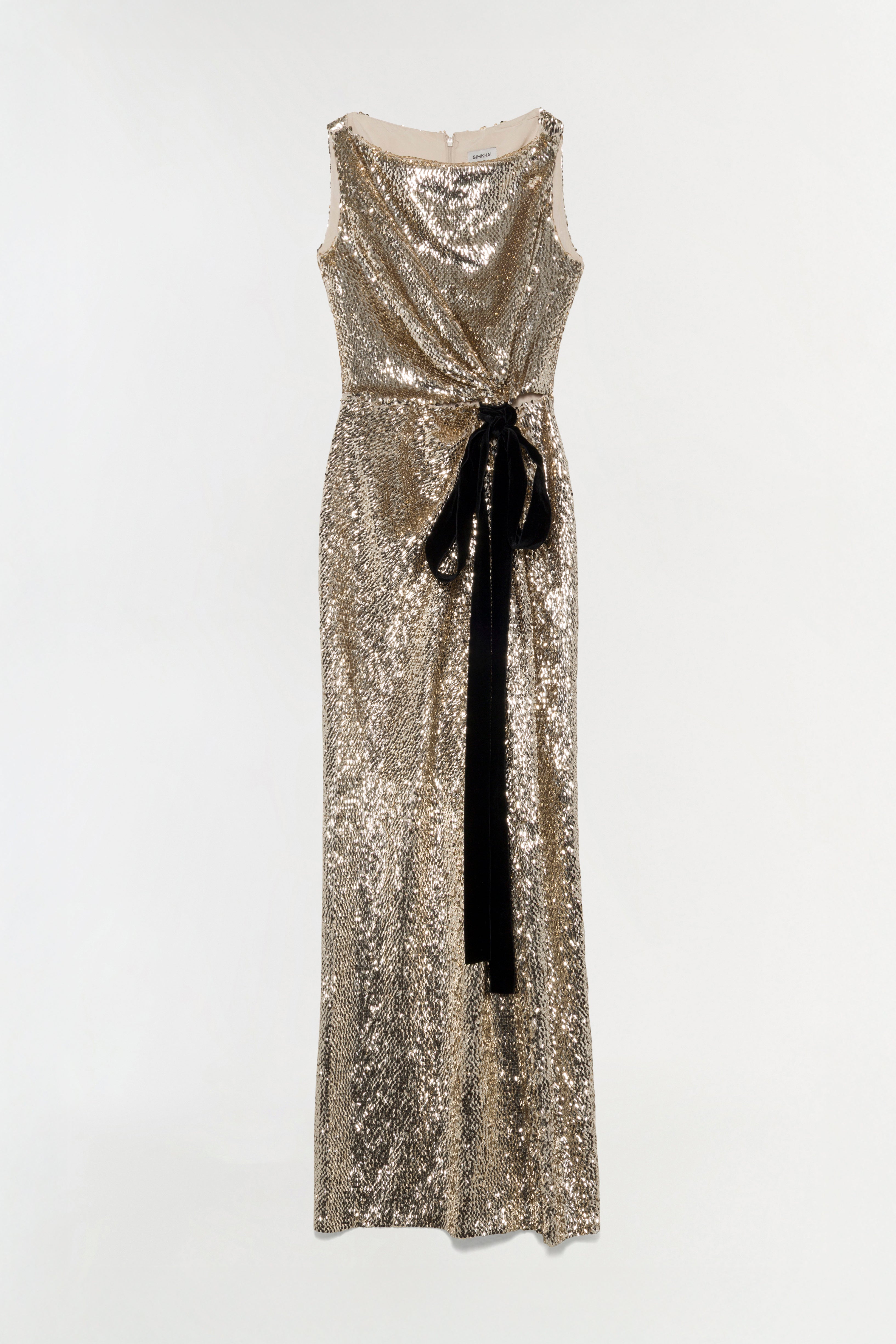 SIMKHAI Felicity Draped Sequin Gown - Gold Multi - 2 SIMKHAI Felicity Draped Sequin Gown - Gold Multi - 2