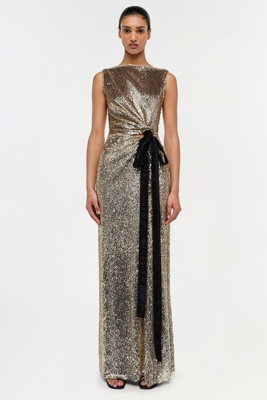 Felicity Draped Sequin Gown